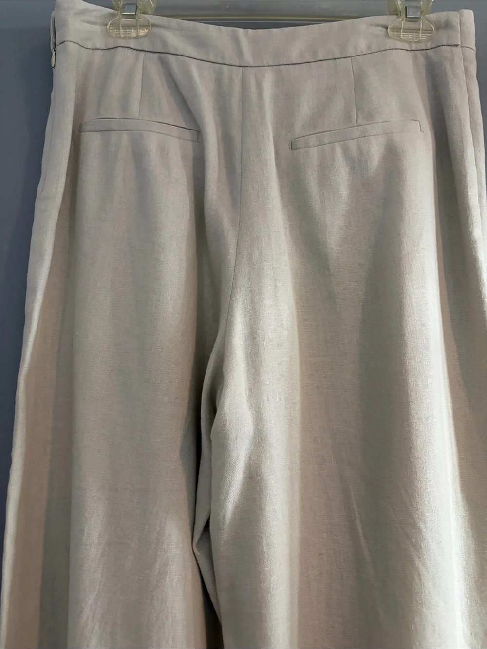 Zara Wide Leg Linen Blend Pants in Light Beige